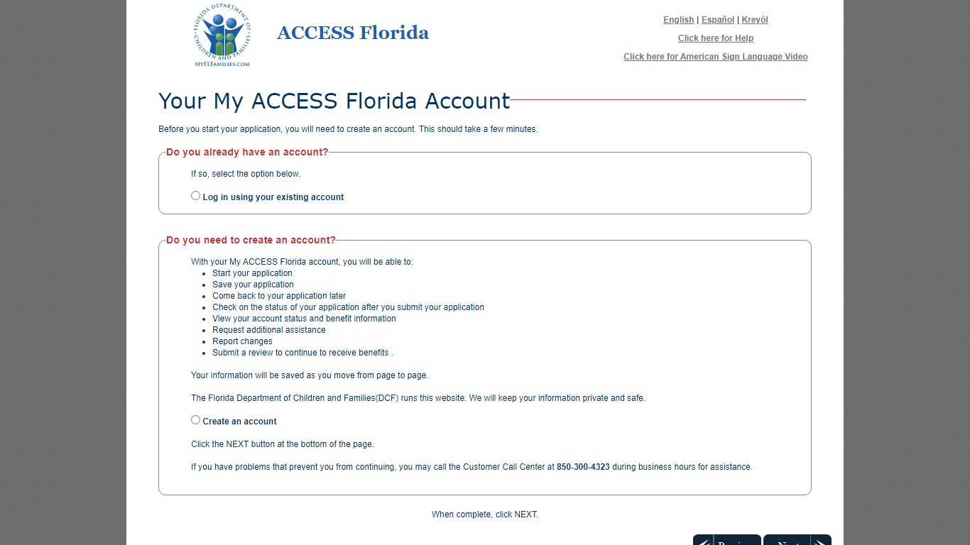 Your My ACCESS Florida Account - dcf-access.dcf.state.fl.us